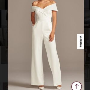 David’s bridal off the shoulder jumpsuit